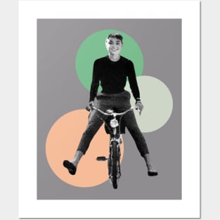 Audrey Hepburn on a bicycle Posters and Art